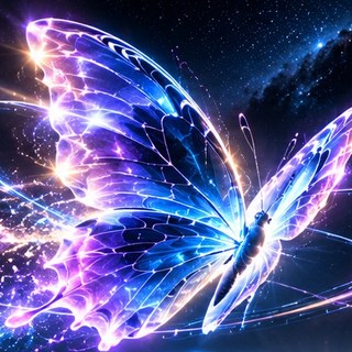 宇宙を羽ばたく蝶